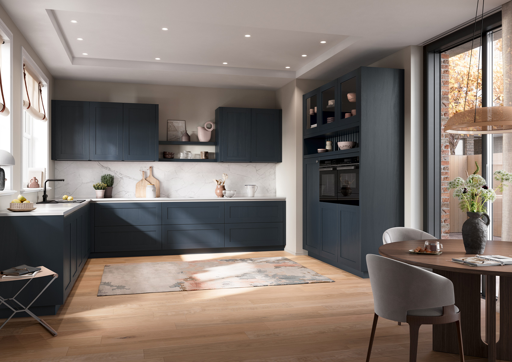 Cocina Häcker Hampton en fresno azul terciopelo