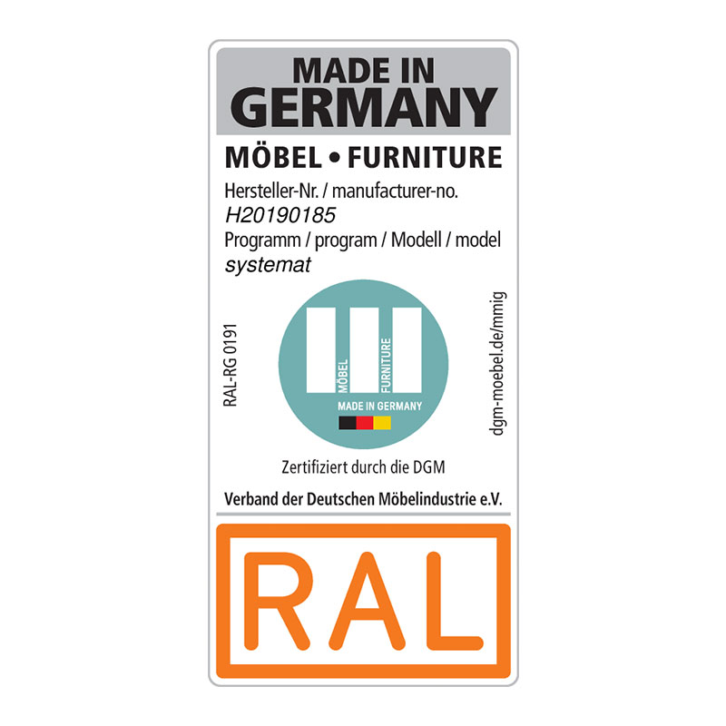 Certificado RAL Made in Germany para la línea systemat